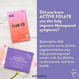 pren fd quatrefolic can reduce menopausal symptoms in addition to menapul